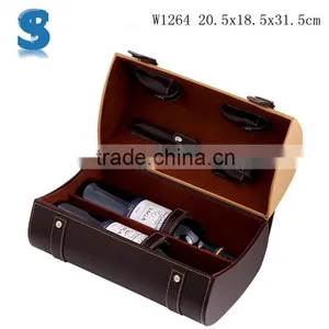 Handmade Bulk Production PU Leather Covered Wine Gift Boxes Individual Magnum Wine Box W1264 thumbnail-1