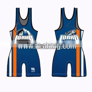 Low Price Sleeveless Youth Cheap Sublimated Wrestling Singlets for Sale Quality Choice thumbnail-6