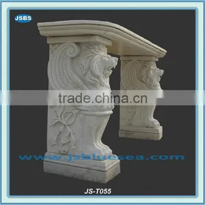 White Granite Stone Carved Garden Stone End Table For Sale thumbnail-1