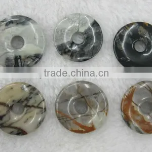 15-50mm Fancy Natural Picasso Jasper Donut Gemstone Pendant thumbnail-1
