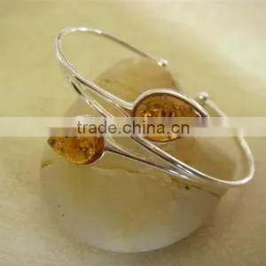 Fashion Topaz Crystals Branch Silver Cuff Bangle Factory Wholesale Jewelry thumbnail-3