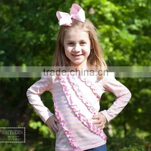 100% Cotton Baby Summer Spring Girls Blank Ruffle Sleeve t Shirt White Ruffle Shirt for Little Girls thumbnail-5