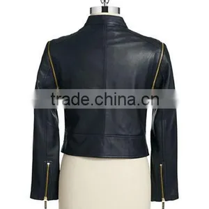 Ladies MOTO Pu Leather Jacket With Removable Zippered Sleeves. thumbnail-2