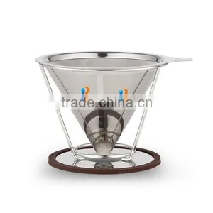 Trade Assurance 18/8 Stainless Steel Reusable Pour Over Cone Filter Drip Coffee Maker thumbnail-1