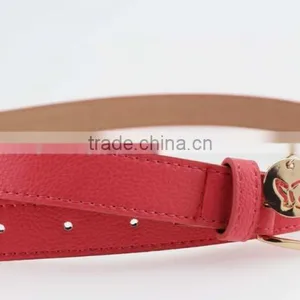 2015 Fashion Pink PU Leather Women Jeans Belt With Gold Buckles in YiWu thumbnail-5