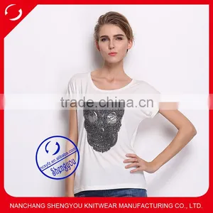 2015 China Supplier Custom Women White T-shirt Wholesale thumbnail-1