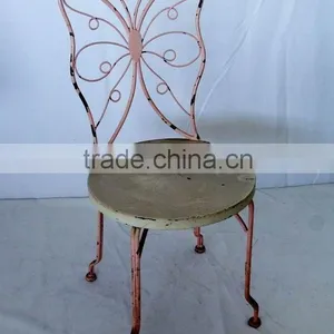 Small Round Vintage White Metal Chair thumbnail-1