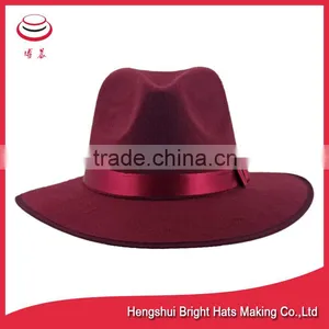 Women Fedora Wool Felt Hat With Large Brim thumbnail-2