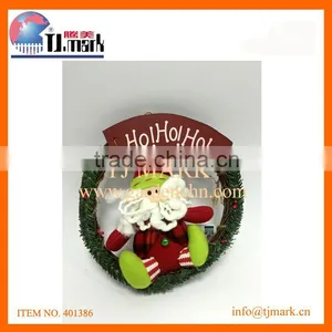 CHRISTMAS DECORATION HANGING RATTAN HOOP SANTA thumbnail-1
