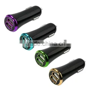 New Design Coloured Usb Car Charger Dual Car Charger Phone thumbnail-4