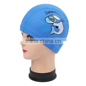Children Comfortable Wear PU Waterproof Earmuffs Cartoon Dolphin Swimming Cap thumbnail-1