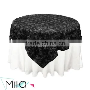 Rosette Satin Tablecloth Rose Wedding Cake Table Overlay thumbnail-4