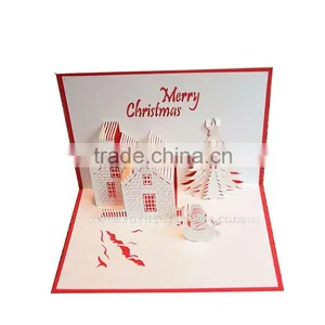 3D Handmade Greeting Card Christmas Castle Card Creative Hot Holiday Greeting Cards thumbnail-3