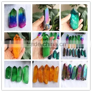 Rainbow Aura Quartz Points Crystals Healing Stones thumbnail-1