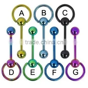 Titanium Anodized Door Knocker Straight Barbell Body Piercing Jewelry thumbnail-1