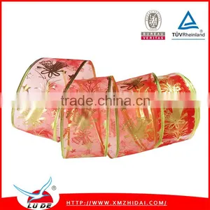 2015 Colorful Gift Organza Wired Christmas Decoration Ribbons thumbnail-5