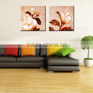 Decorative Wall Pictures White Lotus Canvas Flower Oil Painting for Living Room thumbnail-2