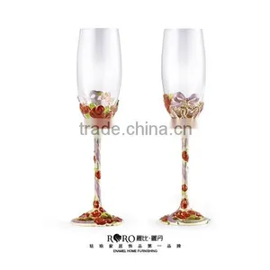 RORO Forever Love Rose Enamel Pewter Craft Wedding Gift Champagne Goblet thumbnail-1