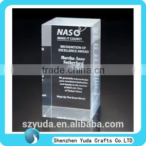 Desktop Free Standing New Hot Cubic Rectangular Solid Clear Acrylic Printed Block Crystal Like Gift for Holiday thumbnail-1
