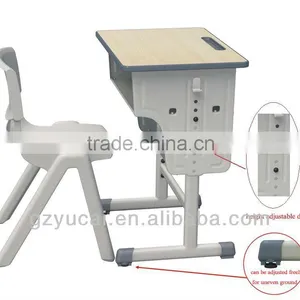 Adjustable Wooden Single School Desk and Chair thumbnail-1
