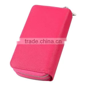 Double Zipper Leather Pouch With Mobile Phone Holder thumbnail-6