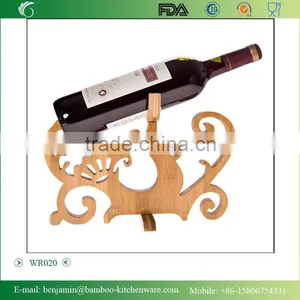 WR020/100% Bamboo Material Hot Sale Elk Shaped Folding Bamboo Wine Rack thumbnail-1