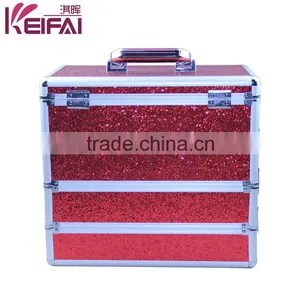 Personalized Most Popular Products Red Sequin PU Antique Professional Cosmetic Case thumbnail-2