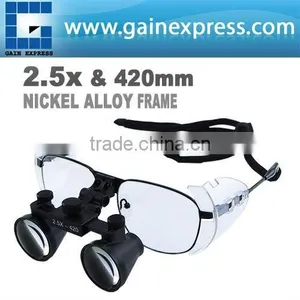 2.5x Flip-Up Galilean Style Dental Surgical Medical Binocular Loupes Frame Nickel Alloy 420mm Loupe thumbnail-1