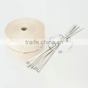 Roll Titanium Exhaust Header Pipe Heat Wrap Tape+Stainless Ties Kit 5cm*15m thumbnail-1
