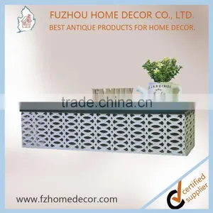 2017 Hot Sell Hollow Out Metal Wall Shelf With Wooden Board for Wall Decoration thumbnail-4