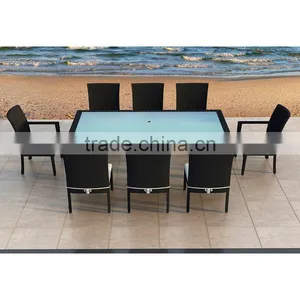 2017 Trade Assurance Display Cabinets Luxury Pvc Rattan Modular Metal Garden Glass Dining Table Set thumbnail-5