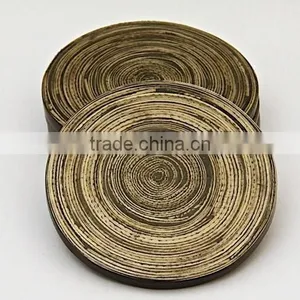 High Quality Eco Friendly Spun Bamboo Round Coaster 10 cm thumbnail-1