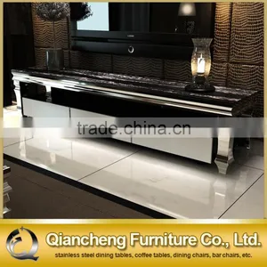 Modern Remote Controlled tv Stand Golden With Marble thumbnail-1