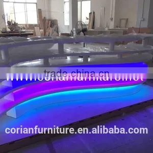 Modern Design Acrylic Solid Surface hi Macs Made Colorful Led Lighted Restaurant Counter Table thumbnail-1