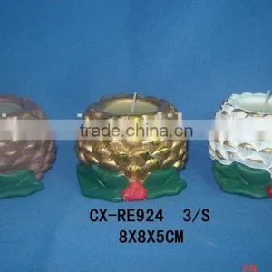 Terra Cotta Pinecone Design Candle Holder for Christmas thumbnail-1