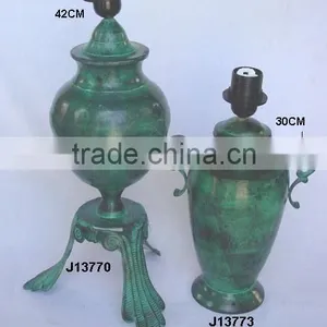 Green Patina Finished Brass Lamps Base thumbnail-1