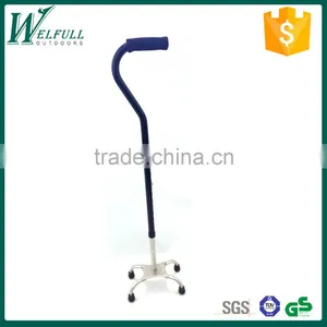 Crutch for Old With Curved Handle, 4 Legs Base, Telescopic Cane SZ20004 thumbnail-1