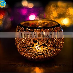 Round Handmade Mosaic Glass Candle Holders Wholesale thumbnail-1