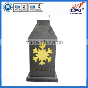 Antique Home Decorative Wood Candle Holder Lantern With Led Light, Snowflake Scene Wooden Candle Holder Lantern thumbnail-1