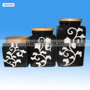 Ceramic Storage Jar With Wooden Lid thumbnail-2