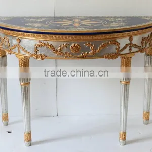Living Room Furniture Antique Gold Framed Mirror Console Table thumbnail-3