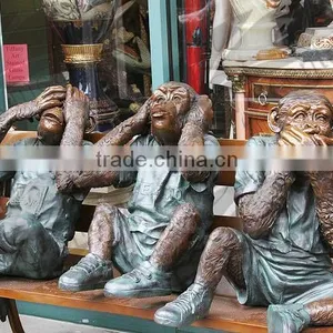 Popular Design See No Evil Monkey Statue Japan With 15 Years Foundry thumbnail-2