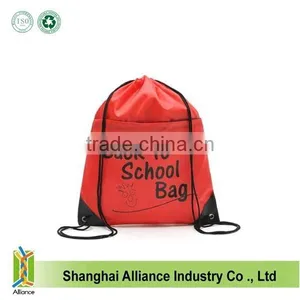 Black Nylon Drawstring Bag, Knapsack, Backpack. thumbnail-1