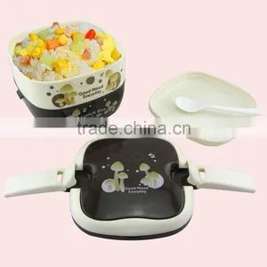 Double Layers Portable Square Plastic Bento Lunch Box thumbnail-4