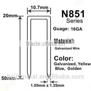Factory Supply Custom Galvanized N851 Series Staples Crown: 10.80mm 16GA STAPLES thumbnail-1
