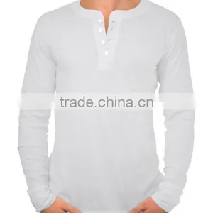 2016 Latest Men Long Sleeve Plain Solid Color Round Button Collar t Shirt thumbnail-1