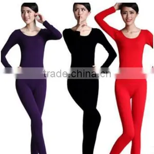 Custom Hot Sale 2014 Women's Seamless Thermal Underwear Thin Body Suit O-neck Winter Warm Tight Long Johns Top+pant Shapewear se thumbnail-1