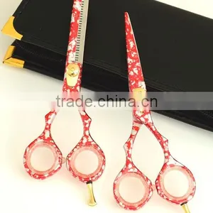 Hairdressing Scissors Red Silver thumbnail-1