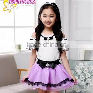 Fashion Lace Big Bow Ball Gown Girls Two-piece Dress Princess Dress for Children thumbnail-4