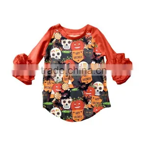 Ruffle Raglan 3/4 Sleeve Custom Printing Icing Raglan Kids Shirt With Ruffle Sleeve thumbnail-1